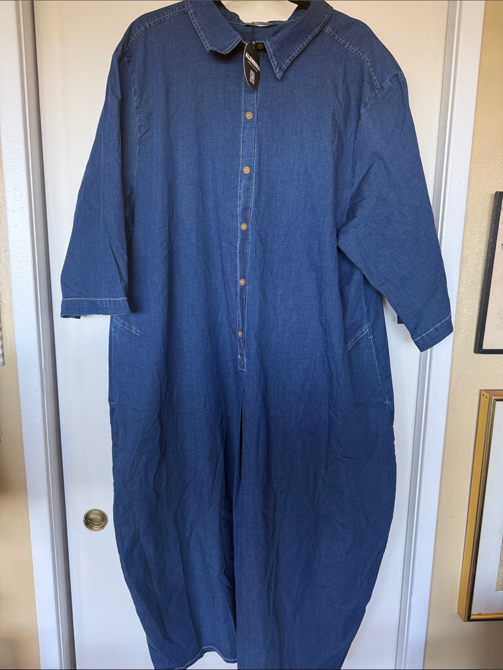 Oversized Indigo Midi Denim Shirt Dress